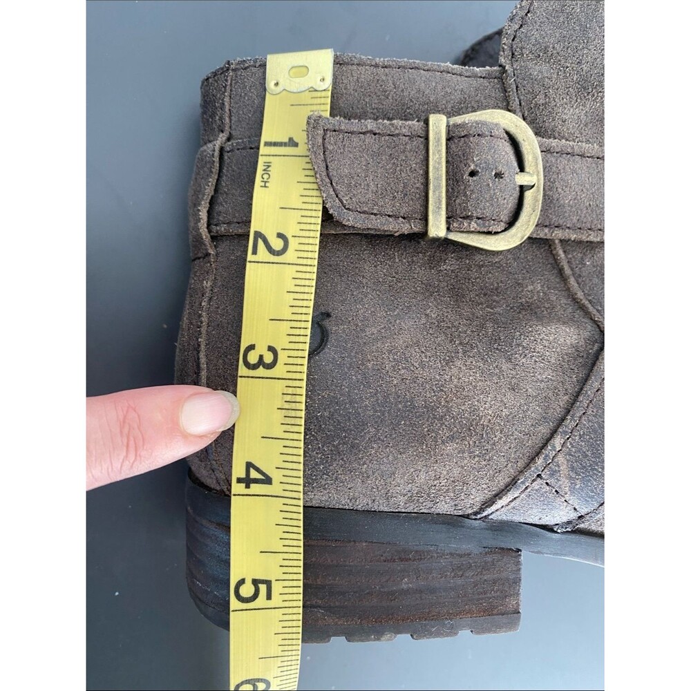 Born Brown Suede Ankle Boots Brass Buckle Sz 9.5 M Boho Western Cottage - Picture 15 of 15